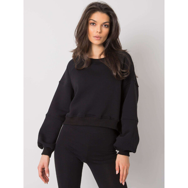 RUE PARIS Čierna dámska skrátená mikina RV-BL-7334.69-black 57948785