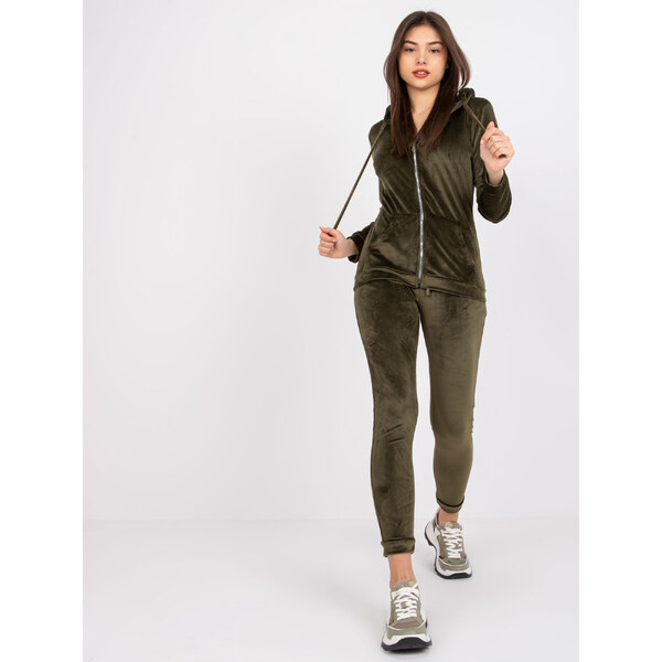 RELEVANCE Khaki velurový komplex Ilaria -RV-KMPL-6087-1,95P-khaki 57949760