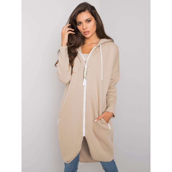 RELEVANCE Béžová dámska dlhá mikina na zips RV-BL-4742.20P-beige 57952623