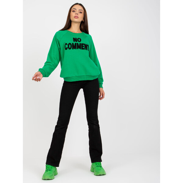 RUE PARIS Zelená dámska mikina s čiernym nápisom RV-BL-8076.13-green 57950644