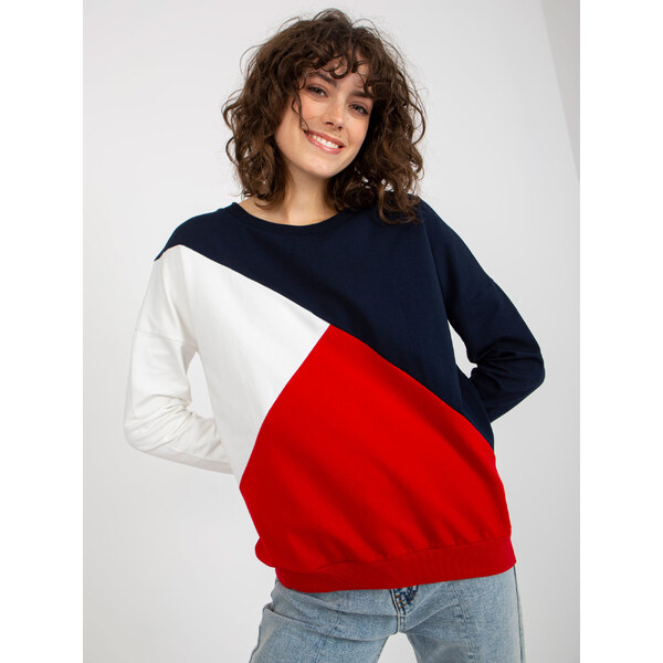 RELEVANCE Colorblock mikina - biela/modrá/červená RV-BL-8463.41P 57951165