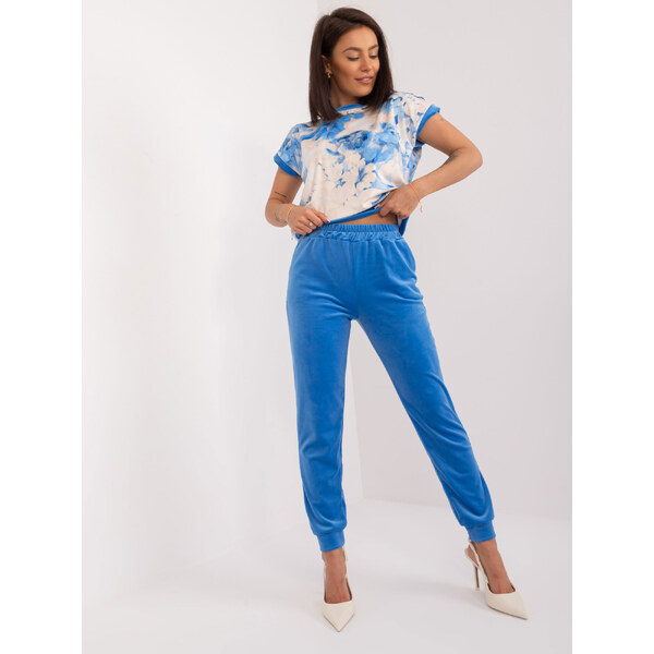 RUE PARIS Modro-béžový velúrový komplet WN-KMPL-738.28-blue 57954943