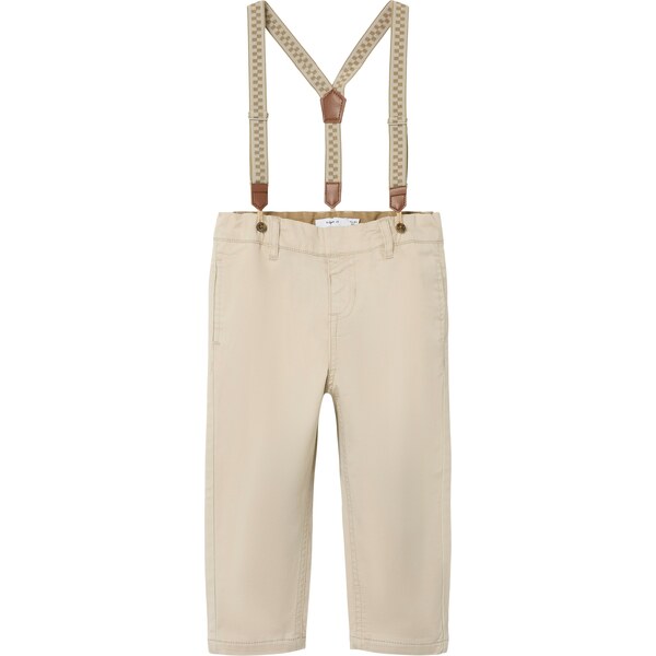 NAME IT Nohavice na traky NMMBEN béžová / hnedá 62890413