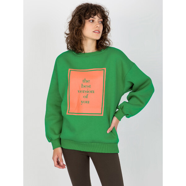 BASIC Zelená mikina s oranžovou potlačou EM-BL-617-3.15P-green 37156578