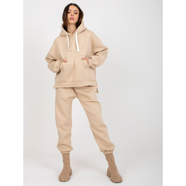 BASIC Béžová tepláková súprava s kapucňou EM-KMPL-630-1.40P-beige 37778033