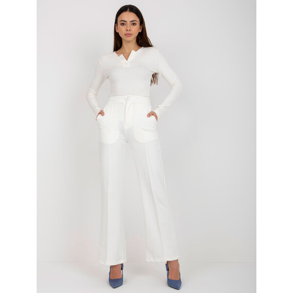 BASIC Smotanové elegantné tepláky s vysokým pásom EM-SP-794.15X-ecru 37778051