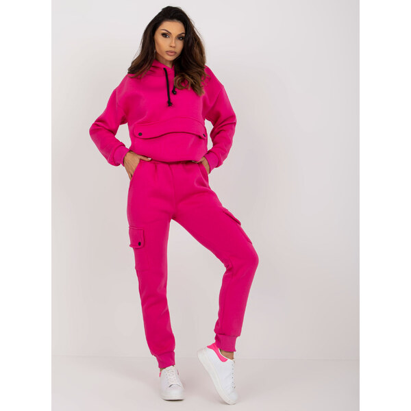 BASIC Tmavoružová tepláková súprava s kapucňou a cargo nohavicami -EM 41558909