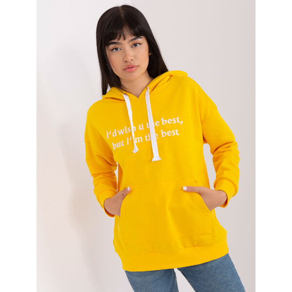 BASIC Horčicová dámska mikina s nápisom -EM-BL-HS-21-563.90P-ciemne 44525632