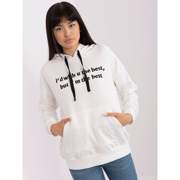 BASIC Smotanová dámska mikina s nápisom -EM-BL-HS-21-563.90P-ecru 44525634