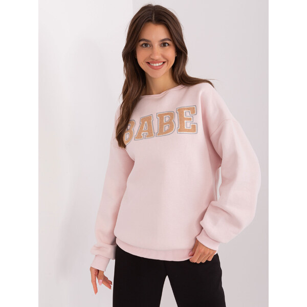BASIC Svetloružová oversize mikina BABE -EM-BL-617-11.32-light pink 45918412