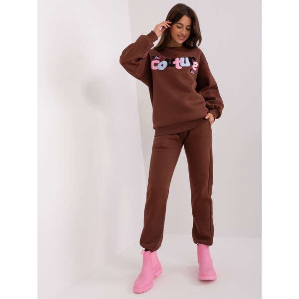 BASIC Tmavohnedá tepláková súprava EM-KMPL-756.95P-dark brown 46021624