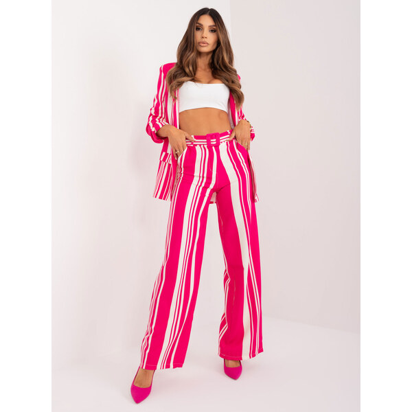 ITALY MODA Tmavoružové pruhované nohavice -DHJ-SP-5077.27-fuchsia 57955453