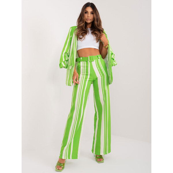 ITALY MODA Svetlozelené pruhované nohavice DHJ-SP-5077.68-light green 57955452