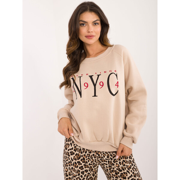 BASIC Béžová mikina s výšivkou NYC EM-BL-857.88-beige 57302889