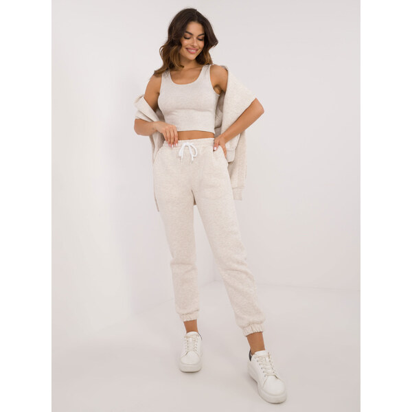 BASIC Smotanová dámska tepláková súprava s crop-topom EM-KMPL-847.47 59762263
