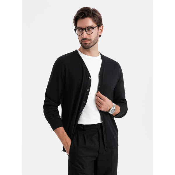 Ombre Monochrome knitted mens viscose cardigan - black 64790616