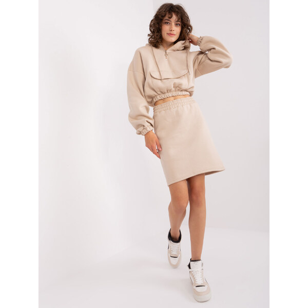 BASIC Béžový dámsky komplet mikiny a sukne -EM-KMPL-705.25-beige 46859692