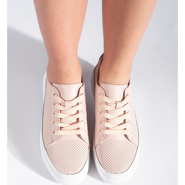 BASIC Púdrové dierkované kožené dámske tenisky Sergio Leone SP020P 56624402