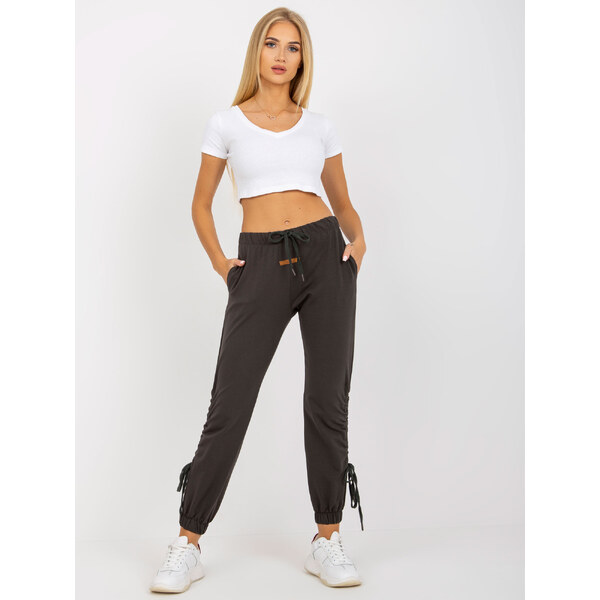 RELEVANCE Khaki tepláky so stiahnutím -RV-DR-7943.19-khaki 57950234