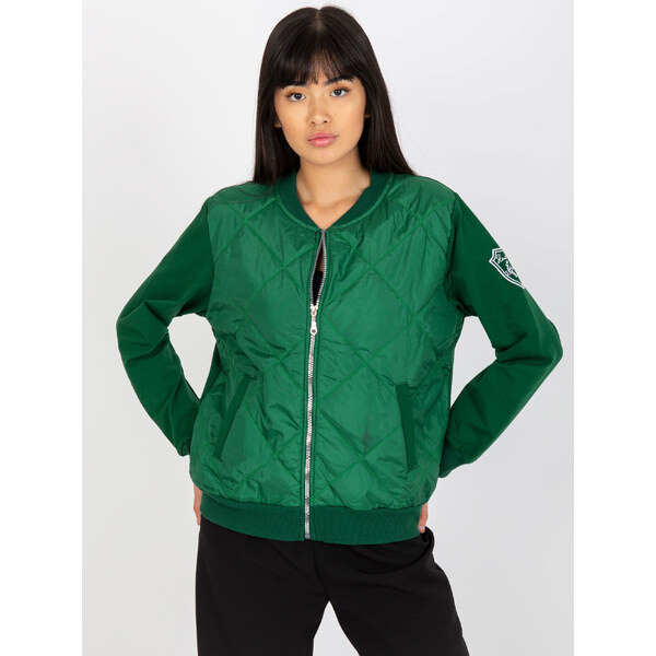 RUE PARIS Tmavozelená prešívaná bomber mikina RV-BL-8225.88-dark green 57950881