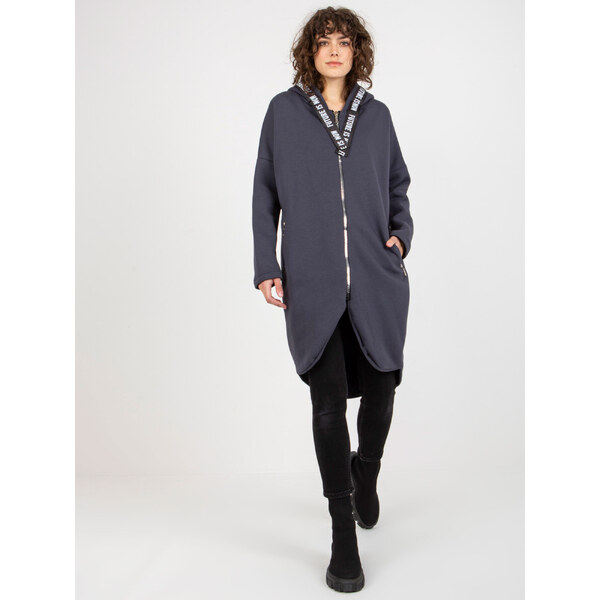 RELEVANCE Grafitovo-sivé mikinové šaty na zips -RV-BL-6683.00P-grafit 57951147