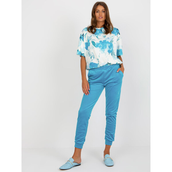 RUE PARIS Bielo-modrý komplet s krátkym rukávom WN-KMPL-8192.69-blue 57952100