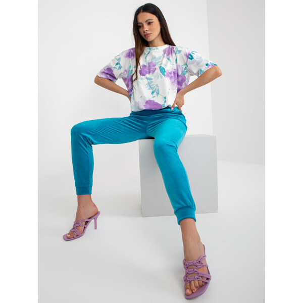 RUE PARIS Smotanovo-modrý komplet s krátkym rukávom -WN-KMPL-8192.15 57952157