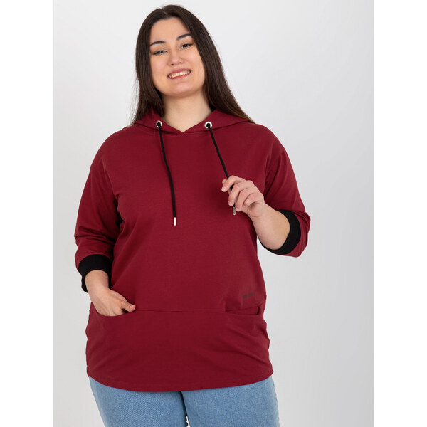 RELEVANCE Bordová mikina s kapucňou RV-TU-8241.54P-bordo 57952212