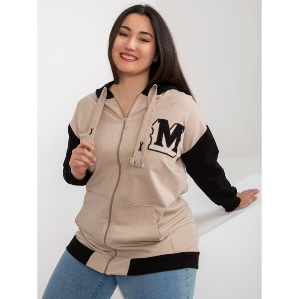 RELEVANCE Béžovo-černá mikina na zip RV-BL-8272.85-beige 57952218