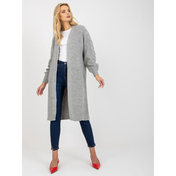 RUE PARIS Sivý dlhý Kardigan LO-SW-LK-3001.82P-grey 57950868