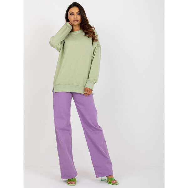 BASIC Svetlozelená jednofarebná mikina bez kapucne MA-BL-1809002.32P 39328200