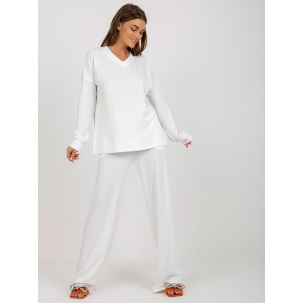 BASIC Smotanový voľný rebrovaný komplet nohavíc a trička LK-KMPL 44453870