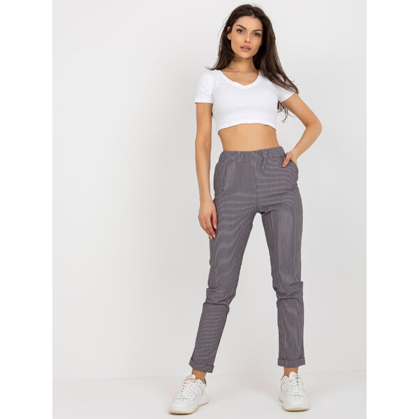 BASIC Sivé dámske pruhované nohavice LK-SP-506616-2.26X-grey 41198067