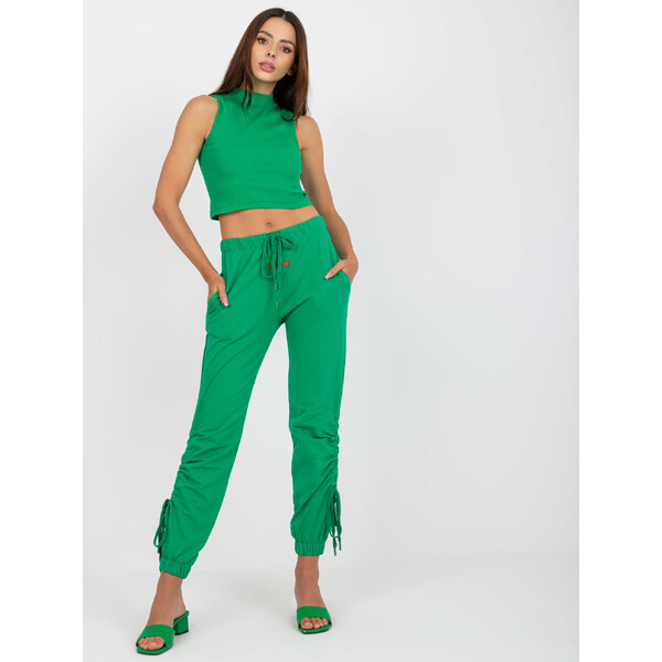 RELEVANCE Zelené tepláky s viazaním RV-DR-7943.19-green 61409541