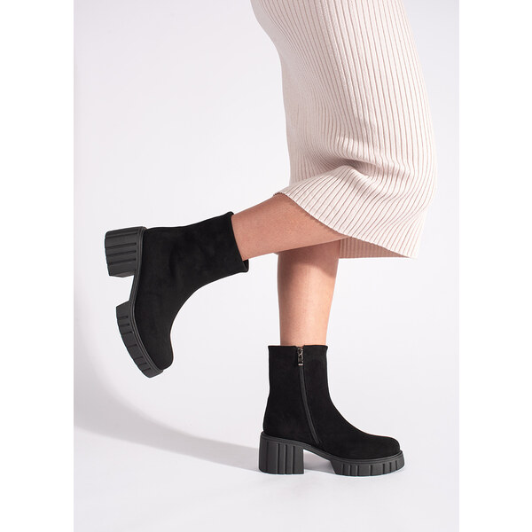 Goodin Čierne dámske členkové topánky na platforme GD-FL2201B 56624389