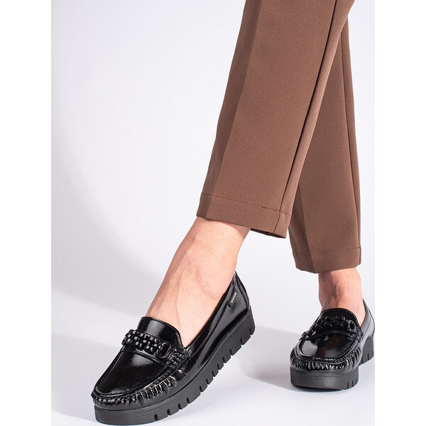 Goodin Lakované dámske poltopánky na hrubej podrážke GD-FL735A-B 56624394