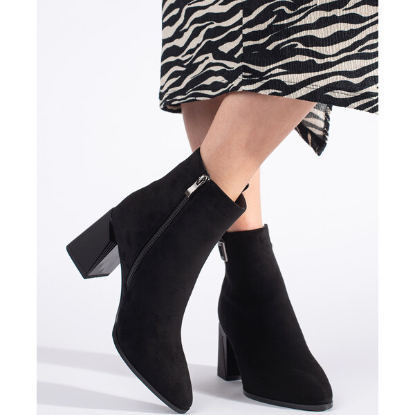 Goodin Čierne semišové členkové topánky na stĺpiku GD-FL2105B 56624404