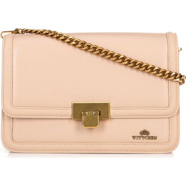 Wittchen Kožená kabelka crossbody s retiazkou béžová 100-4E-206-9 66066521