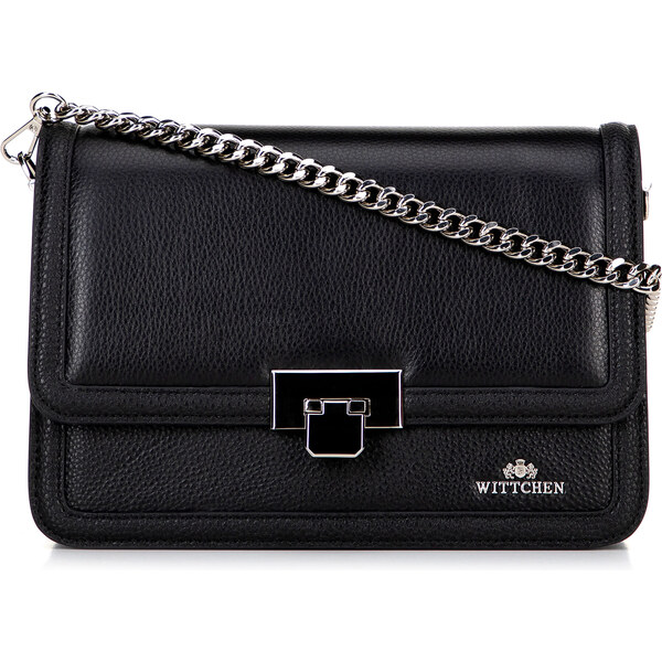 Wittchen Kožená kabelka crossbody s retiazkou čierno-strieborná 100-4E 66066520
