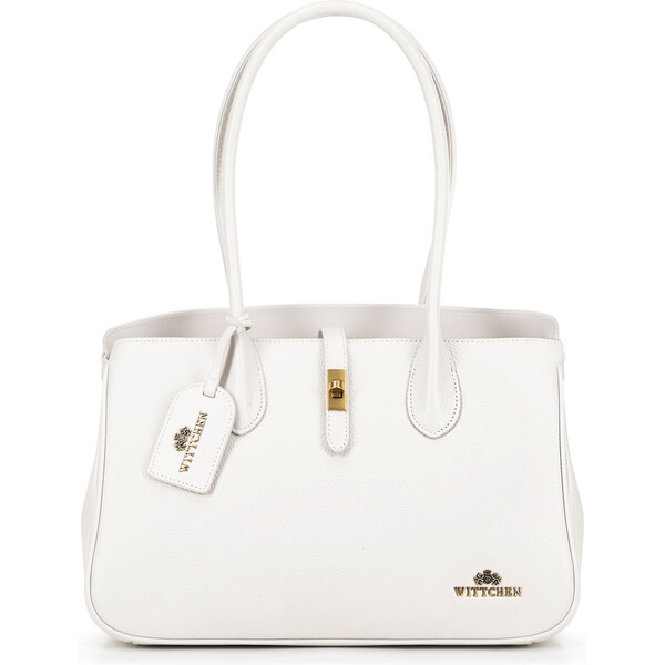 Wittchen Kožená shopperka s brmbolcom krémová 100-4E-229-0 66066524