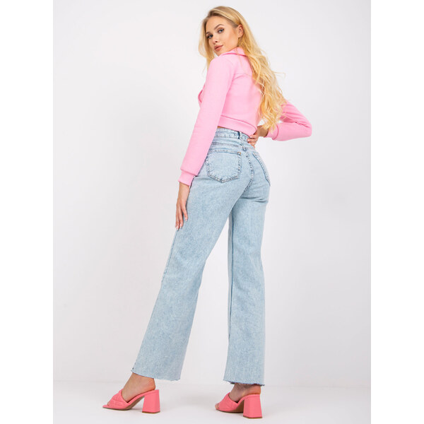 BASIC Svetlomodré dámske rovné džínsy s vysokým pásom MR-SP-358.58P 29808484