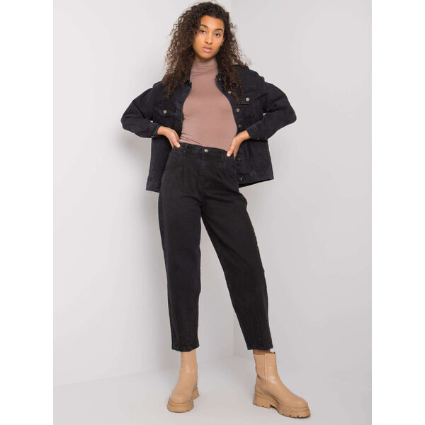BASIC Čierne dámske voľné mom jeans MR-SP-5116-1.29-black 28831105