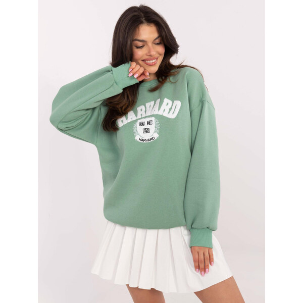 BASIC Pistáciová dámska zateplená mikina bez kapucne EM-BL-617-16.01X 61818575