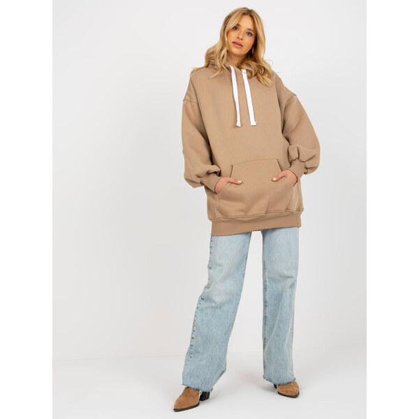 BASIC Tmavo béžová dlhá mikina s kapucňou EM-BL-694.20X-dark beige 38119984