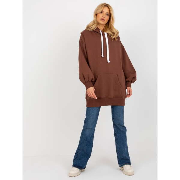 BASIC Tmavohnedá dlhá mikina s kapucňou EM-BL-694.20X-dark brown 38119986