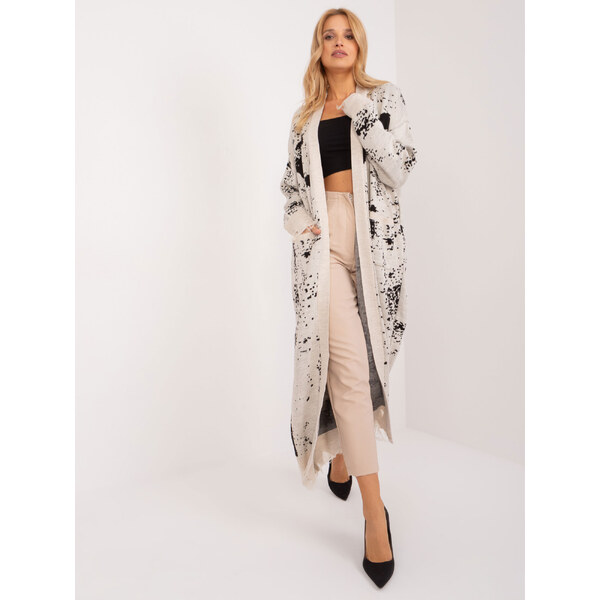 BASIC Svetlobéžový vzorovaný dierovaný kardigán BA-SW-14105.27-light 50018106