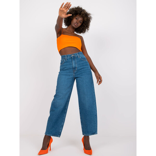 RUE PARIS Modré džínsy rovného širokého strihu Azalia RO-SP-2503.64 57949833