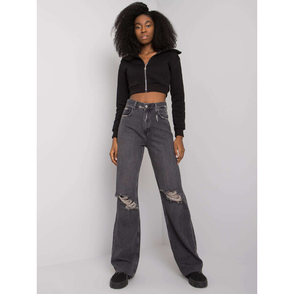 RUE PARIS Čierne dámske voľné dierované nohavice RO-SP-PNT-05.12P 57954883