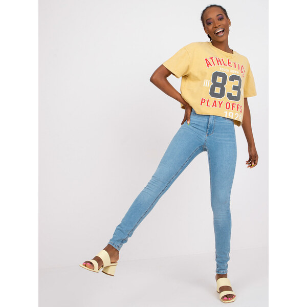 RUE PARIS Modré skinny s vysokým pásom RO-SP-PNT-2308.86-blue 57949749