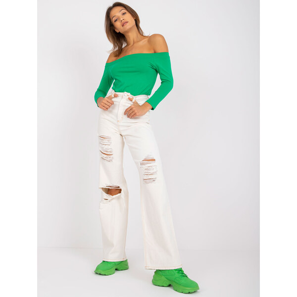 RUE PARIS Krémové džínsy Sylvie s dierami -RO-SP-PNT-N08.75P-creamy 57949872